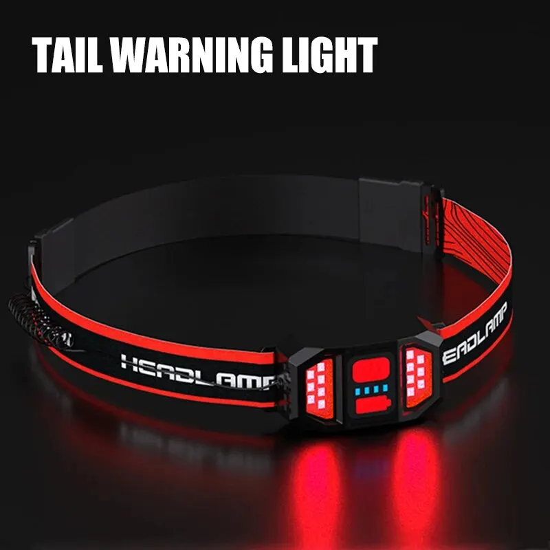 Head Flashlight LED Headlamp USB Rechargeable Head Lamp Withe Red Tailight Outdoor Camping Running Lamp Hiking Hat Headlight