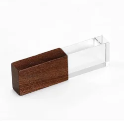 JASTER Crystal Wooden USB Flash Drive - Elegant Wedding Gift Memory Stick - 64GB (Walnut wood no box)