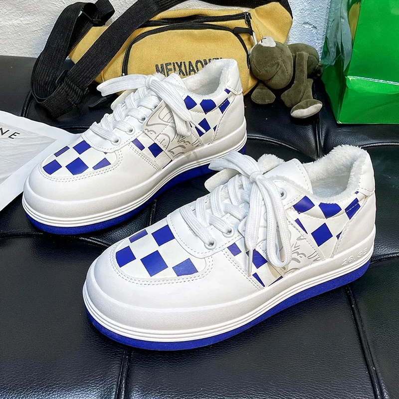 

Кроссовки женские на платформе, Вулканизированная подошва, на шнуровке, удобная повседневная обувь для скейтбординга, студенческие кеды