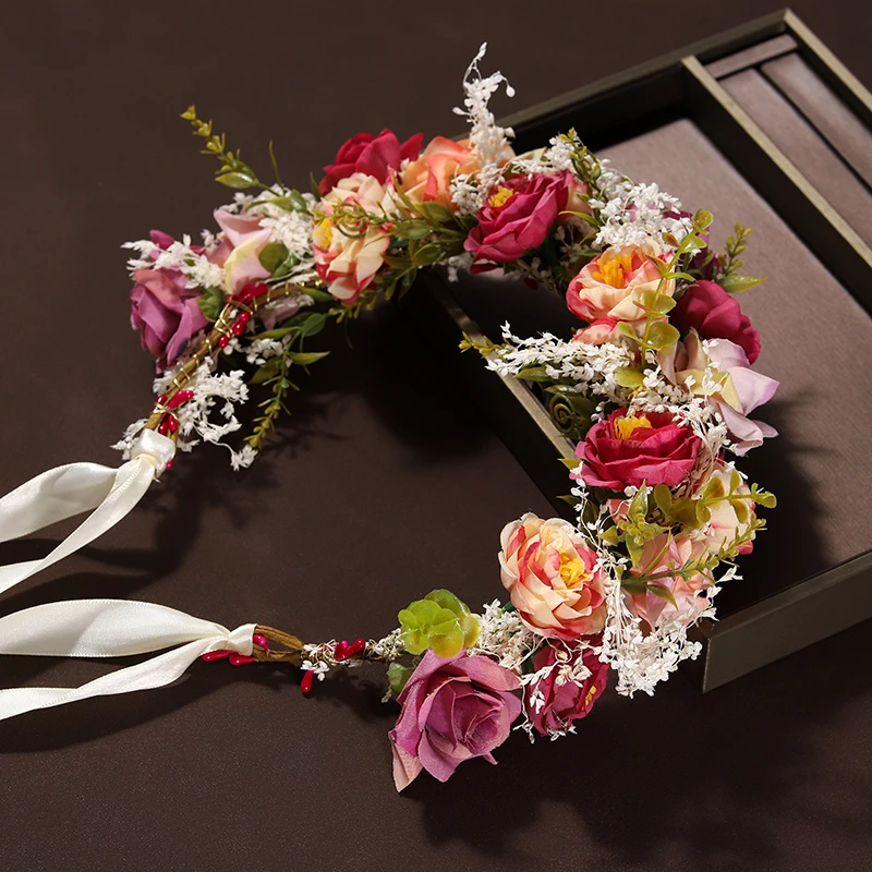 ecorative Props A Multicolor And Dreamlike Quality Ladies' Wedding Bride & Festival Flower Crown Headband