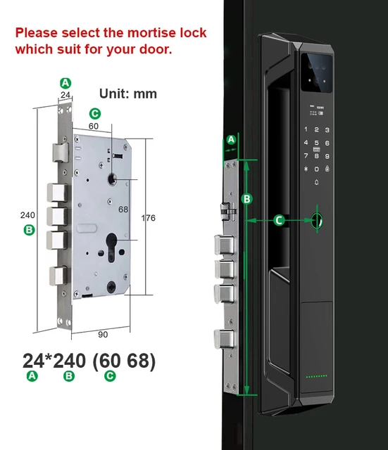 CDOK P8 Tuya WiFi Smart Lock, 21 Languages, Remote Video Intercom, Face Unlock, Black/Gray 5