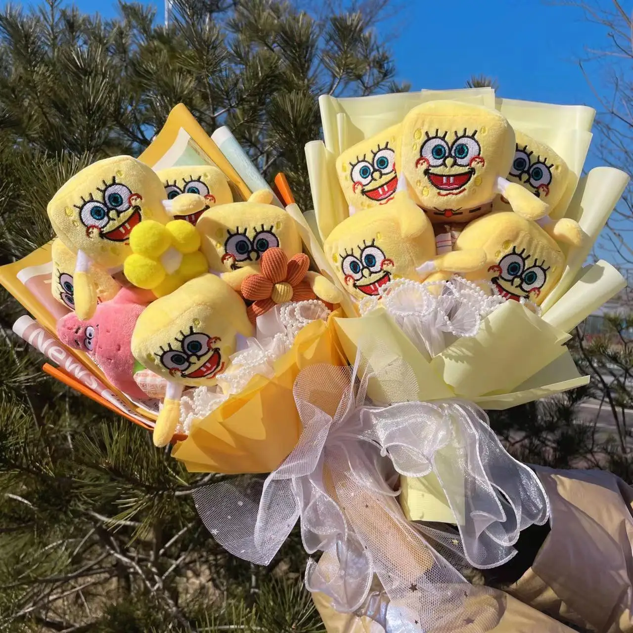 

Spongebob Patrick Plush Doll Stuffed Animals Creative Flower Bouquets Valentine's Day Christmas Birthday Graduation Gifts