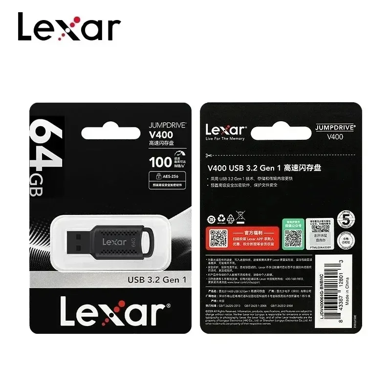 렉사 32GB 64GB 블랙 USB 3.2 특가 판매 플래시 U 디스크 USB 플래시 드라이브 V400 펜 드라이브 메모리 스틱 컴퓨터용
