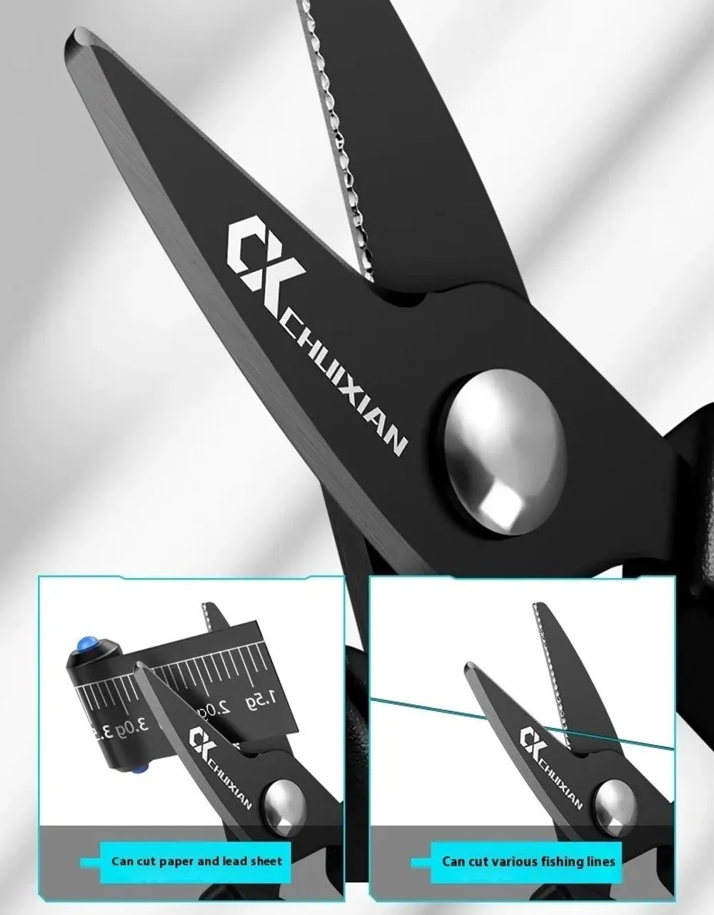 Titanbeschichtete Angelschere Tragbares Design Edelstahl Tragbare Schere PE-Schnur-Schneidegerät Hängeschnur-Entferner – Detail 7
