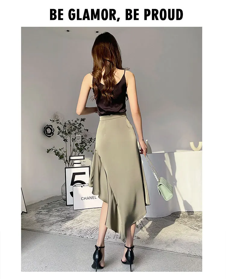 

Traf Skirt Polyester Office Lady Non Strech All Season Mid Calf Regulai Fit Skirts Women's Skirt Recommend