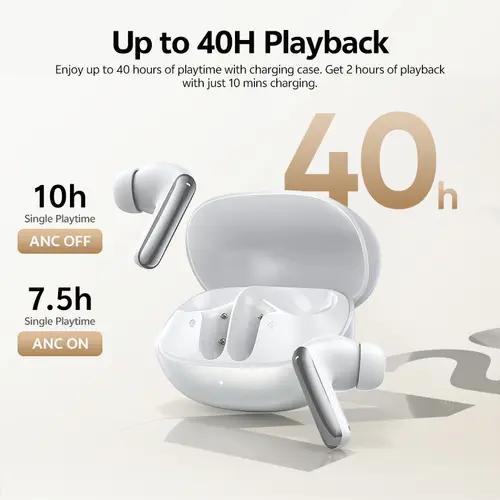 QCY Melobuds N20 HT20 Adaptive Hybrid Noise Cancelling -50dB Wireless  Bluetooth 6.0 Earbud 13mm Drivers 6 Mics HD Call Earphone - Image 5