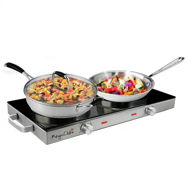 MegaChef Double Electric Infrared Cooktop