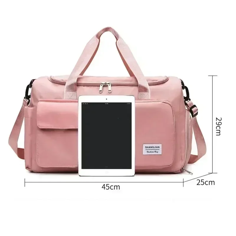 Women Fitness Gym Bags Wet Dry Separate Training Swimming Carry On Travel Luggage Shoulder Bag Weekender Overnight Duffle Bag 2