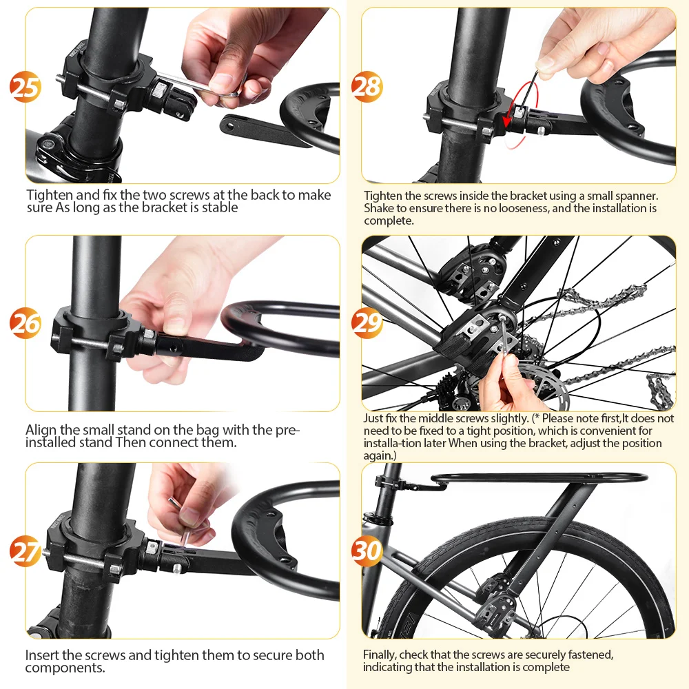 Verstellbarer Fahrrad-Gepäckträger aus Aluminiumlegierung, universeller Fahrrad-Heckträger, Vorderradgabelträger, Tasche für Bikepacking – Detail 13