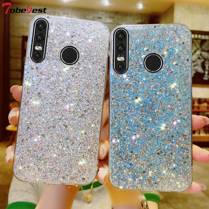 Coque Téléphone Pailletée Dorée Et Argentée Pour Huawei_voghion.com