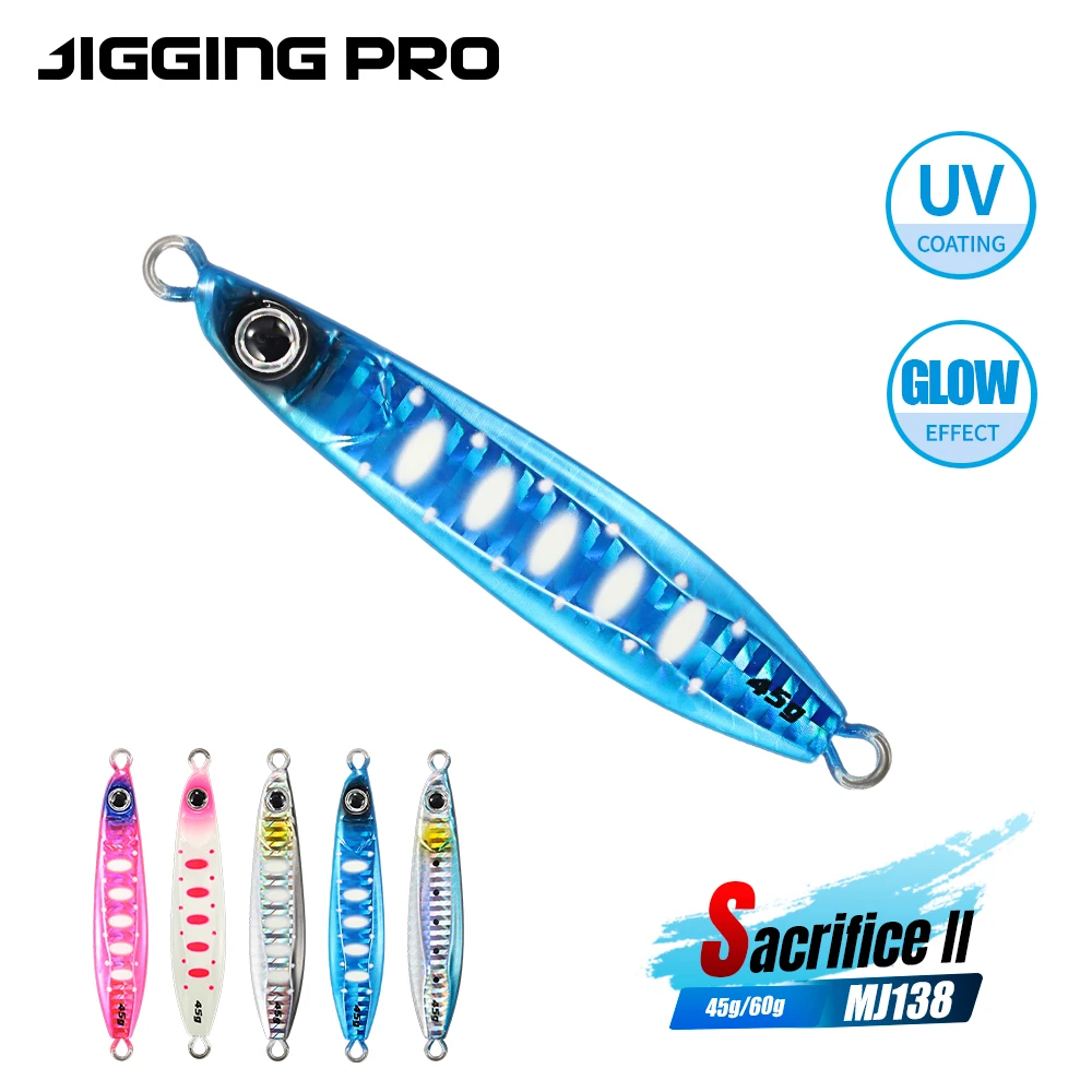 JIGGING PRO Salzwasser Slow Jigging Köder Sacrifice II 45g 60g Weitwurf-Angelköder Ultra Slow Retrieve Metall-Jigs – Detail 1