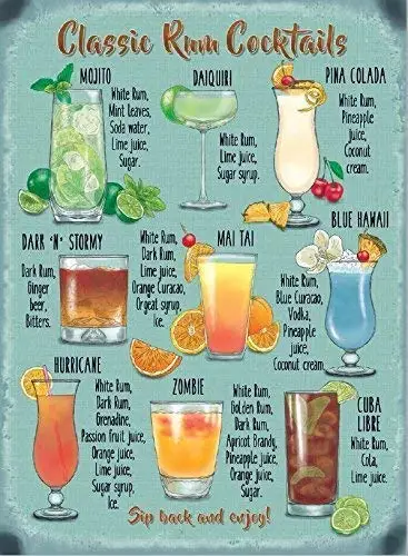 

Bobdsa Mrute Rum Cocktail Recipe Vintage Tin Sign Wall Decoration Vintage Sign