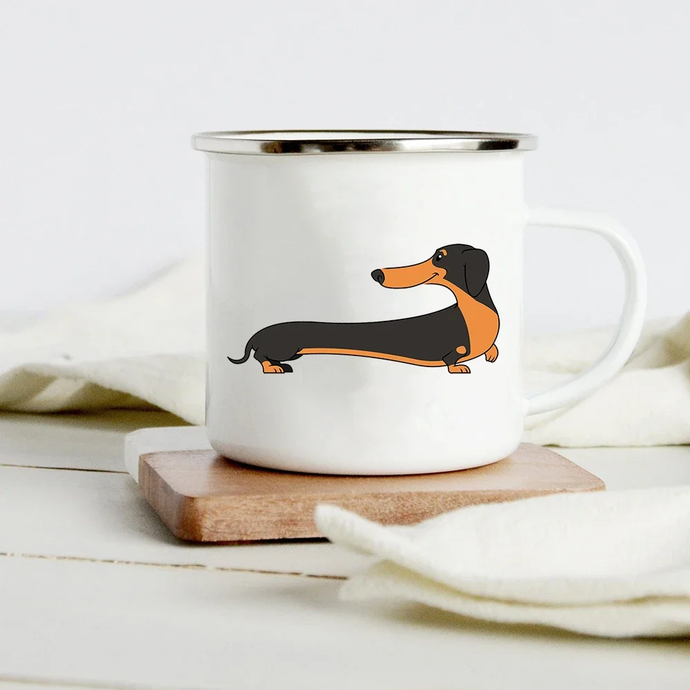 thumbnail image 1 of Taza de esmalte creativa con estampado divertido de perro salchicha, tazas para café, vino, dibujos animados, patas de perro, fiesta, bebida, cerveza, jugo, leche, regalos para amantes de los perros, 1 of 5