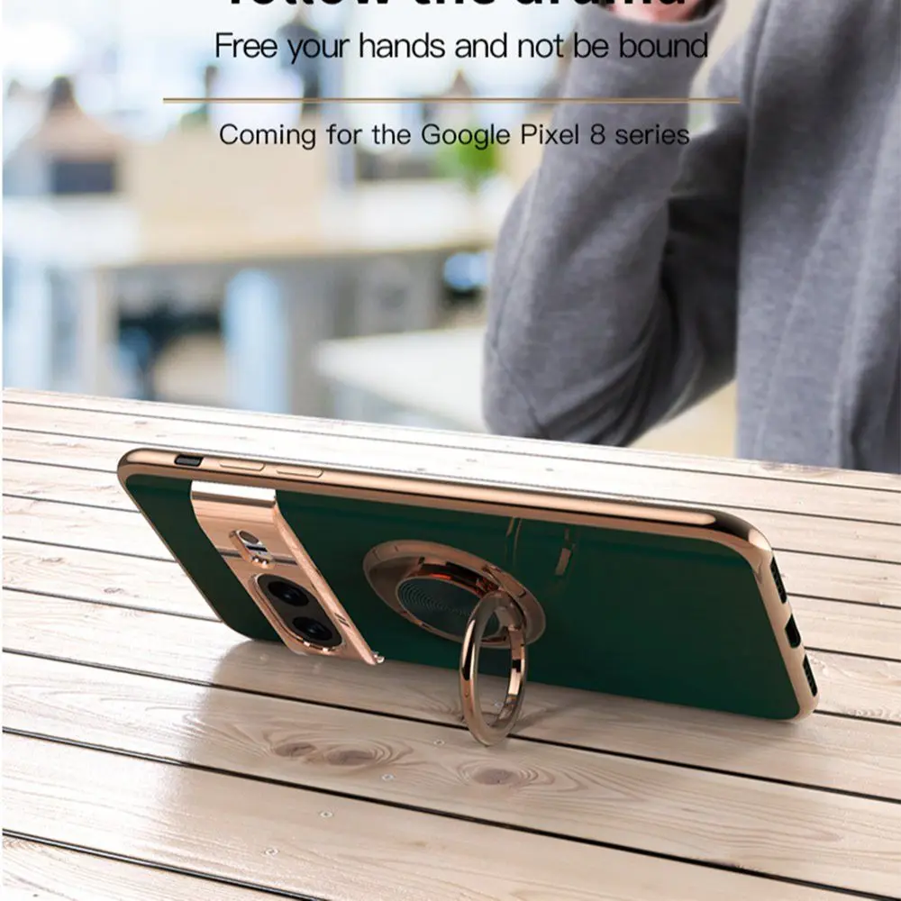 Gold Plating Shockproof Silicone Ring Case with Bumper Design