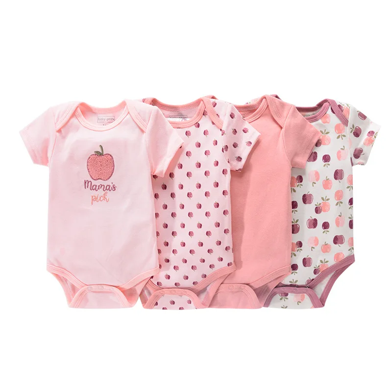 1/4Pcs Newborn Bodysuit Baby Boy Short Sleeve Jumpsuit Cartoon Print Toddler Girl Cotton Clothes 0-12Month Infant Romper Outfits 5