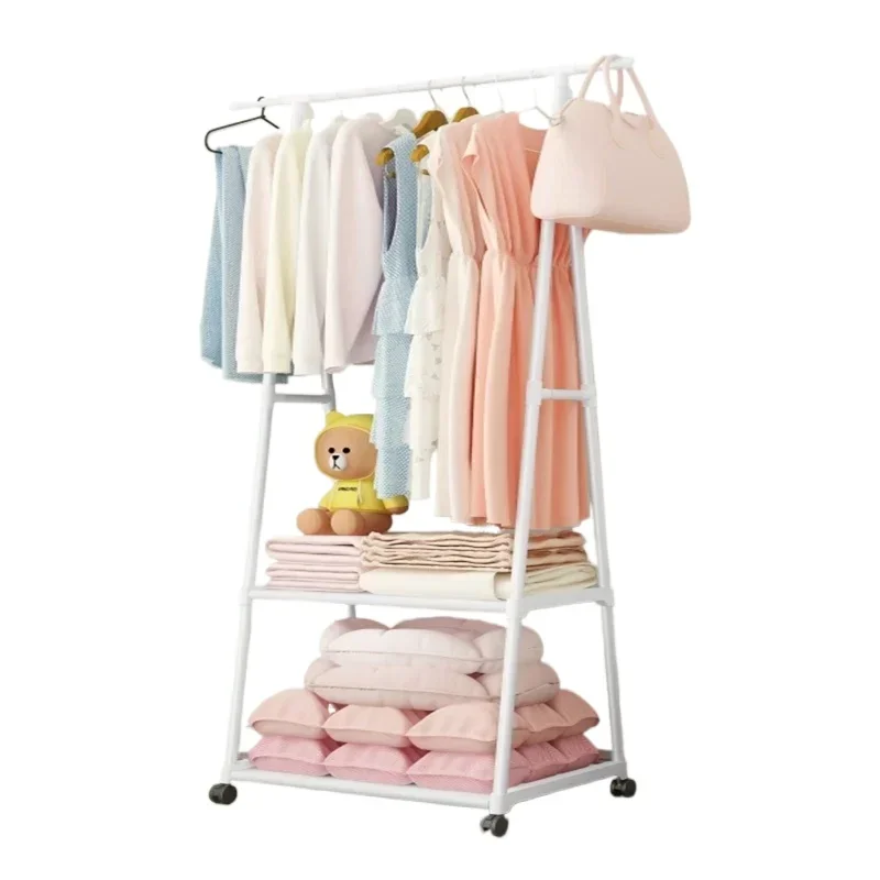 Standing Coat Drawer Modern Living Room Clothes Rack Floor Hanger with Wheels Rail Shelf Wall Hook Rack Clothes Organizer