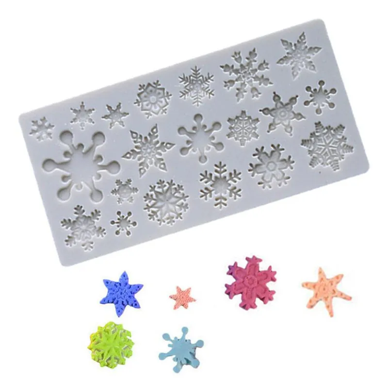 

1PCS Snowflake Shape Cake Mold Silicone Snow Fondant Mold Sugar Craft Cake Tool Snow Fondant Christmas Winter Decor