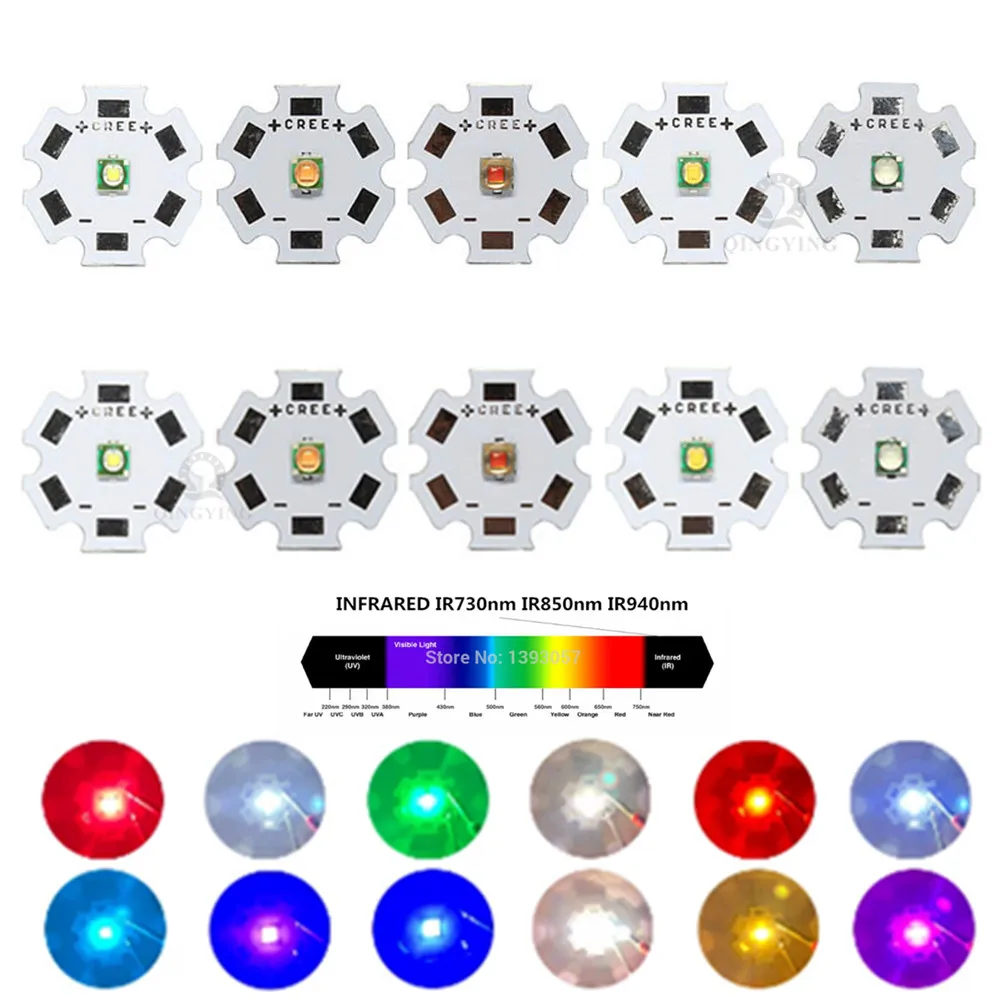 50pcs 1W 3W High Power LED Beads Replace CREE 3535XPE lamp Full Spectrum Cool Warm Neutral White Green Deep Red 660nm Royal blu