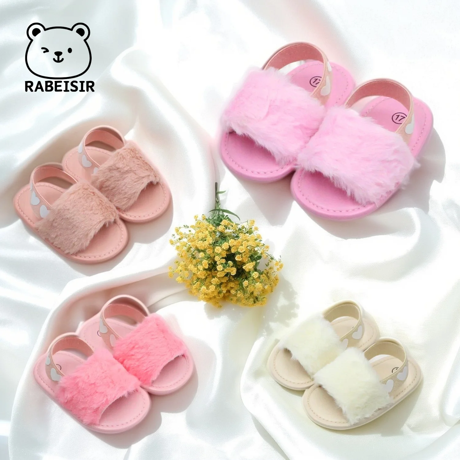 【Quality】 Baby girl winter breathable front shoes cute plush toddler shoes baby shoes