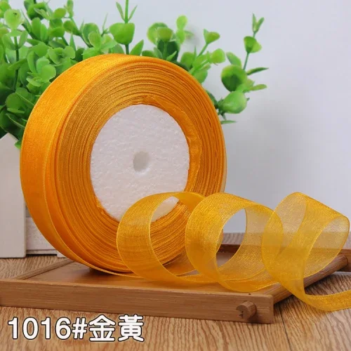 High-Density Organza Satin Ribbon for Crafts and Decoration, 15mm Width, 45 Meters