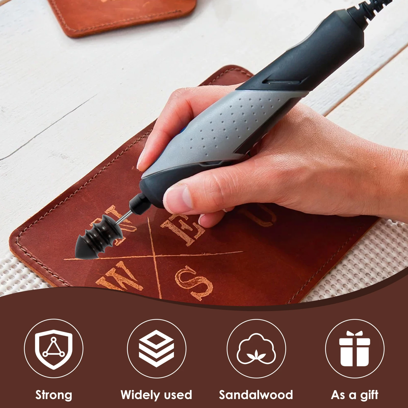 Leather Craft Tools 4/5Pcs Leather Edge Electric Polishing Machine Bit Sandalwood Head Burnisher Grinding Tool
