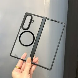 Magnetic Matte Foldable Smartphone Protective Case with Charging Capability - Galaxy Z Fold7 (Clear)