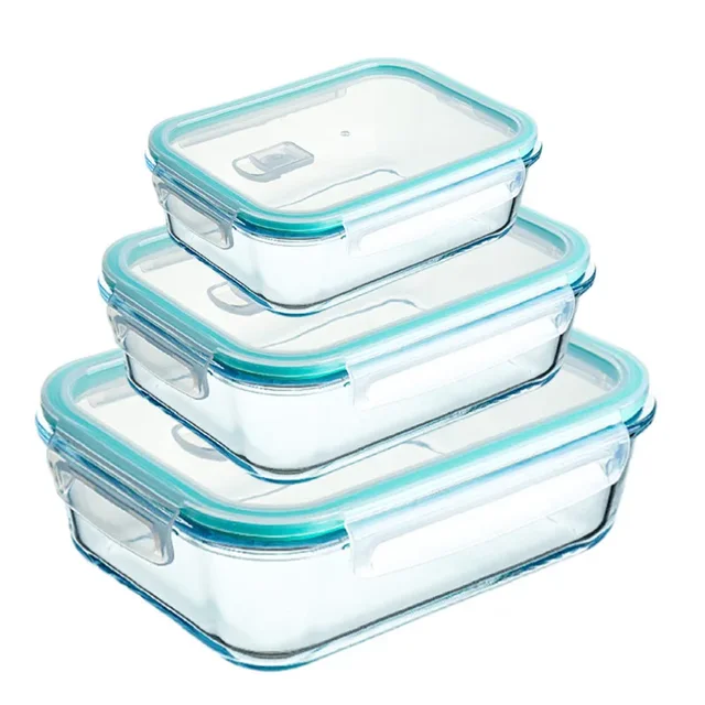 Boîte à lunch en verre borosilicaté à haute teneur, bento scellée, chauffage au micro-ondes, réfrigérateur, congélateur, bols à soupe frais, nouveau 3