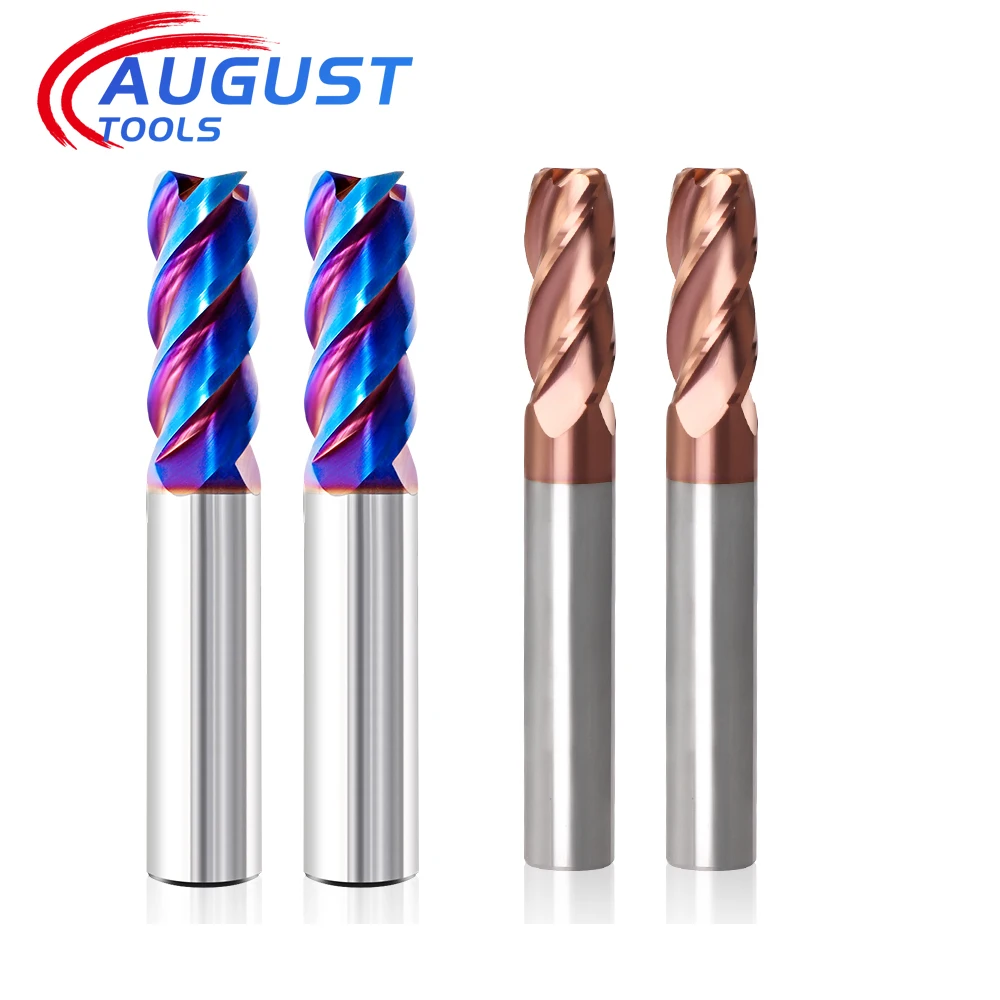 Augusttools HRC65 Eckradius-Schaftfräser, 4 Nuten, Hartmetall-Fräser, CNC-Meteal-Fräswerkzeuge für Edelstahl