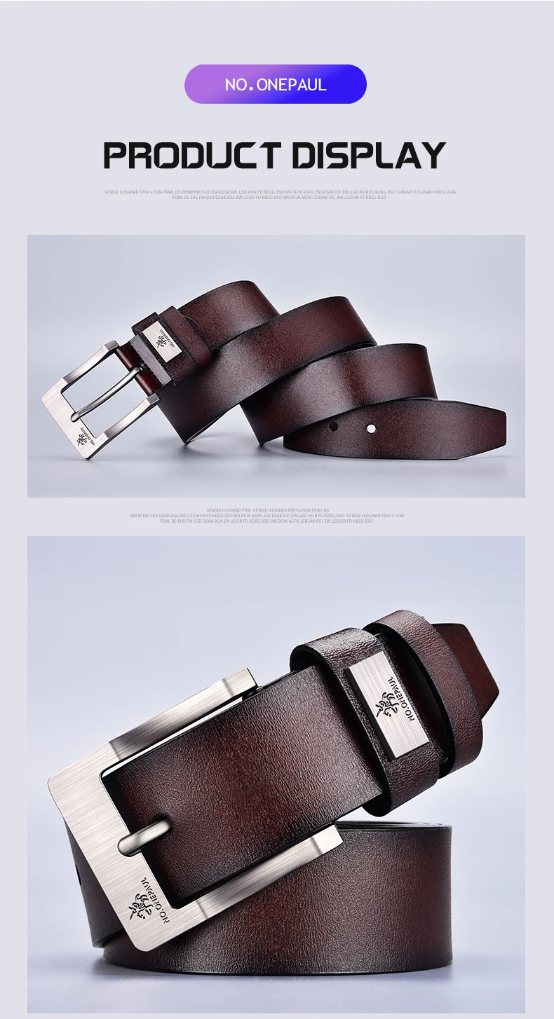 Leder Für Männer Hohe Qualität Schnalle Jeans Rindsleder Casual Gürtel Business Cowboy Bund Männlichen Mode Designer – Detail 7