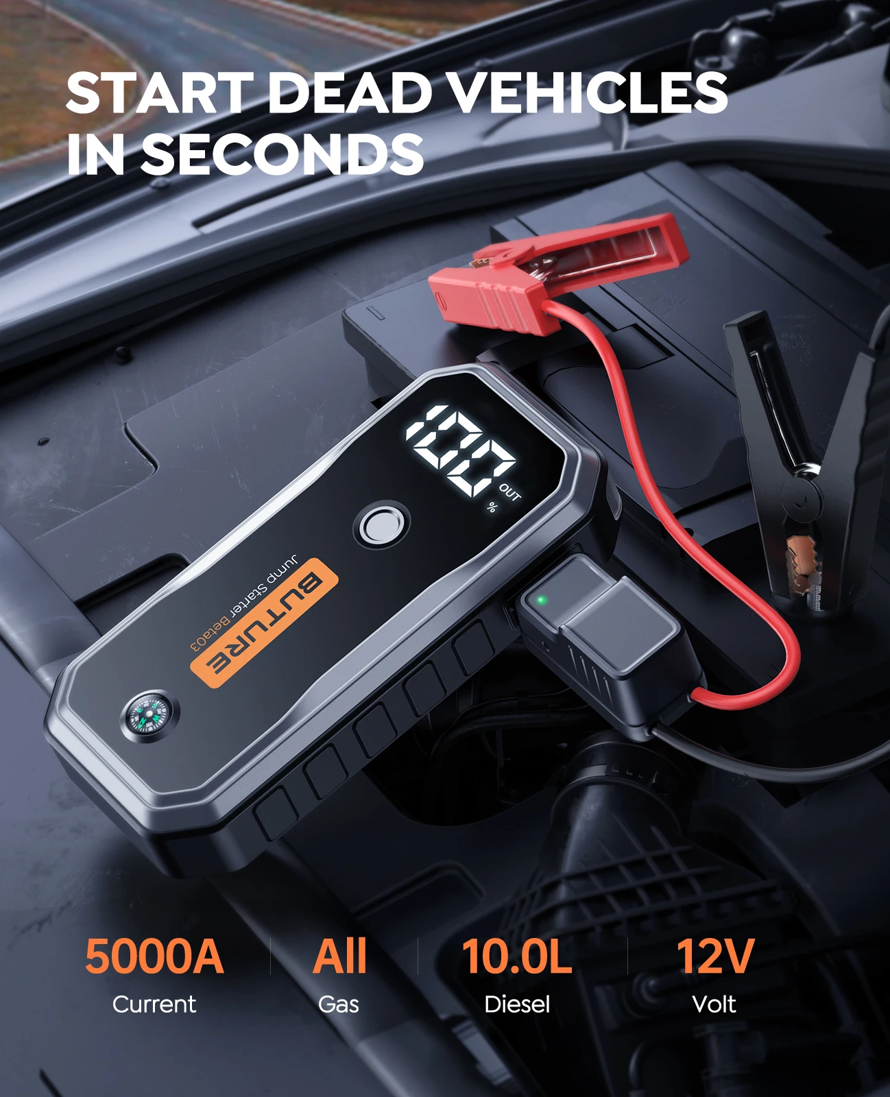 Car Jump Starter 5000A 26800 mAh Portable