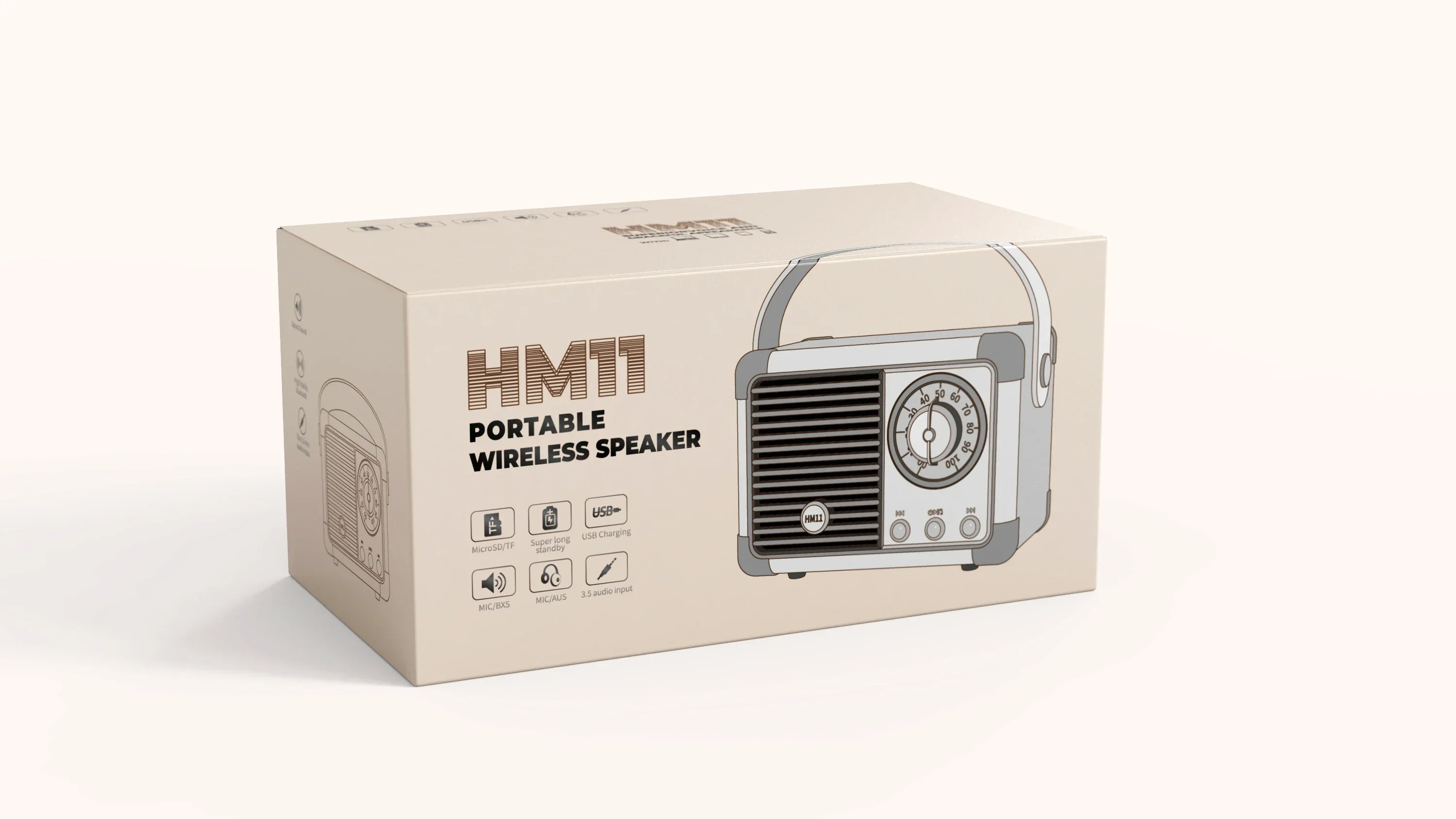 Description Picture 3 of itemHM11 Portable Bluetooth Speaker Wireless Bass Subwoofer Outdoor For Car Stereo Loudspeaker Mini Retro Music Box for Ios/android