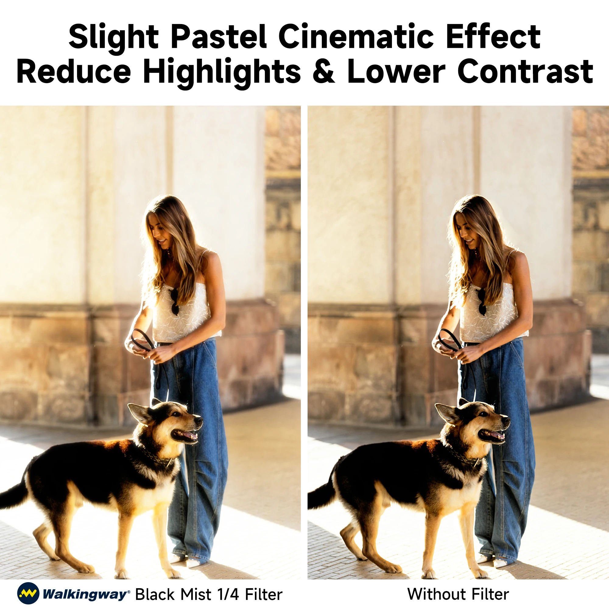 Walkingway Pro Mist Black Diffuser Filter 1/2 1/4 1/8 Cinematic Effect Filter for Vlog/Video/Portrait with 28 Multi-Layer Coated 5