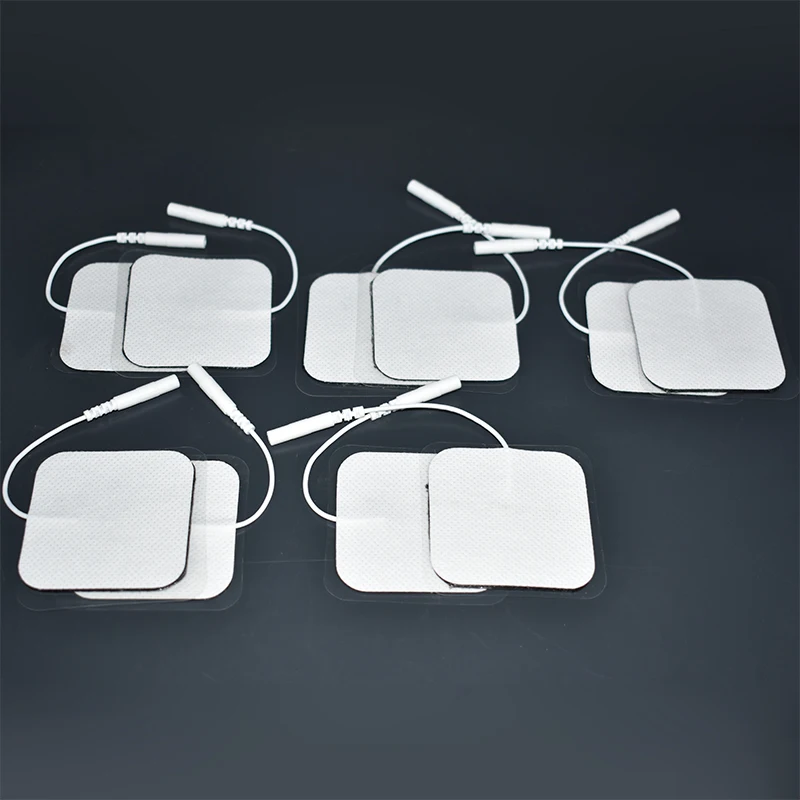 Electrode Pads Stimulator 10pcs/lot Electrode Pads Tens Electrodes for Tens Digital Therapy Machine Massager 5x5cm Nerve Stimulator with 2mm Plug