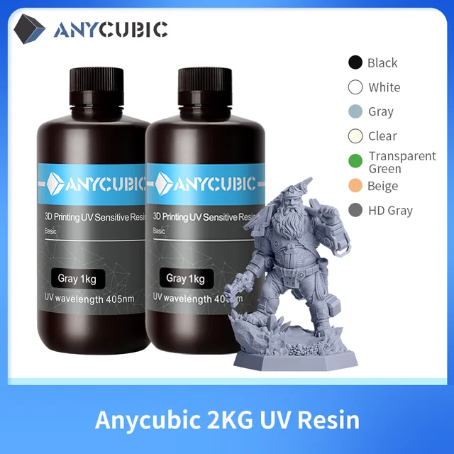 Anycubic Water-wash Resin impresoras 3d Resina lavable al agua 365-405nm  para Lcd Dlp Photon M3 Plus Max 7k Mono 6k Impresión