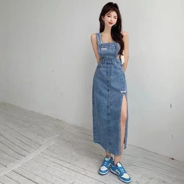 New Slim Fit Slim Open A-line Strap Dress ins