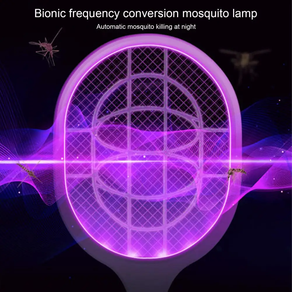 1 Set Electric Mosquito Racket Safe Plastic Electric Mosquito Swatter High Power Multi-functional Fly Swatter Trap Home Supply