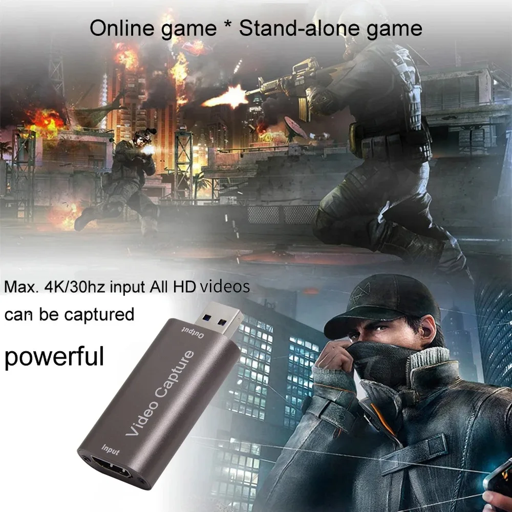 USB 2.0 Video Capture Card 4K HDMI-compatible Video Grabber Live Streaming Box Recording for PS4 XBOX Phone Game DVD HD Camera