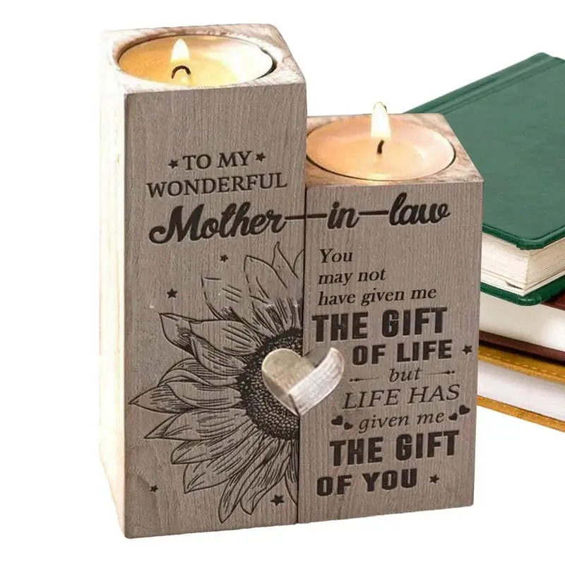 

Wood Candlesticks Hollow Heart Shape Candlestick Holder Table Decoration DIY Ornament Birthday Gift For Best Friends Sister