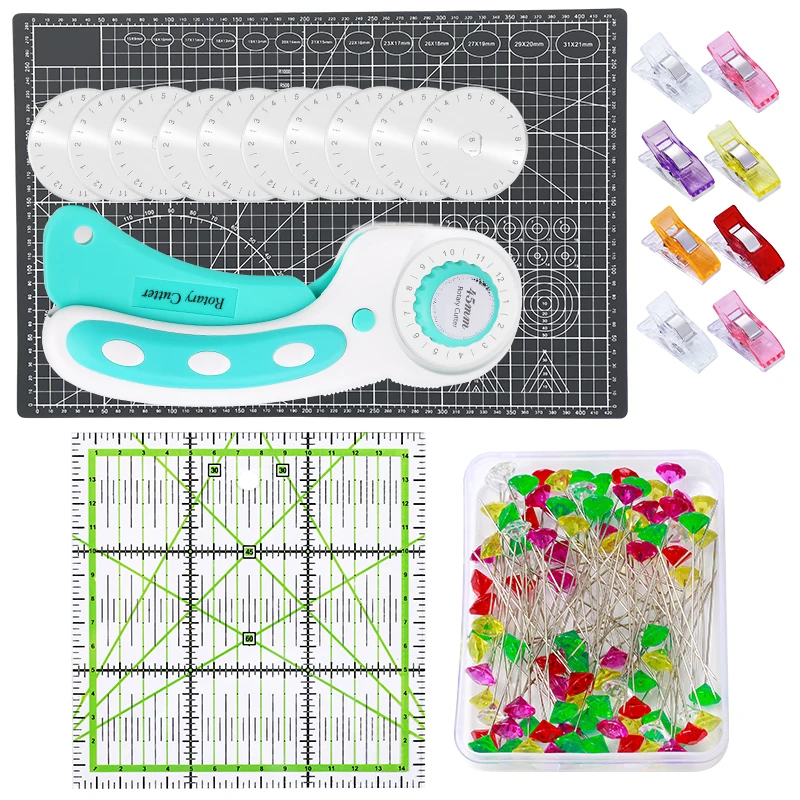 Nonvor 213pcs 45mm Rotary Cutter Kit With 10pcs Blades A3 Cutting Mat