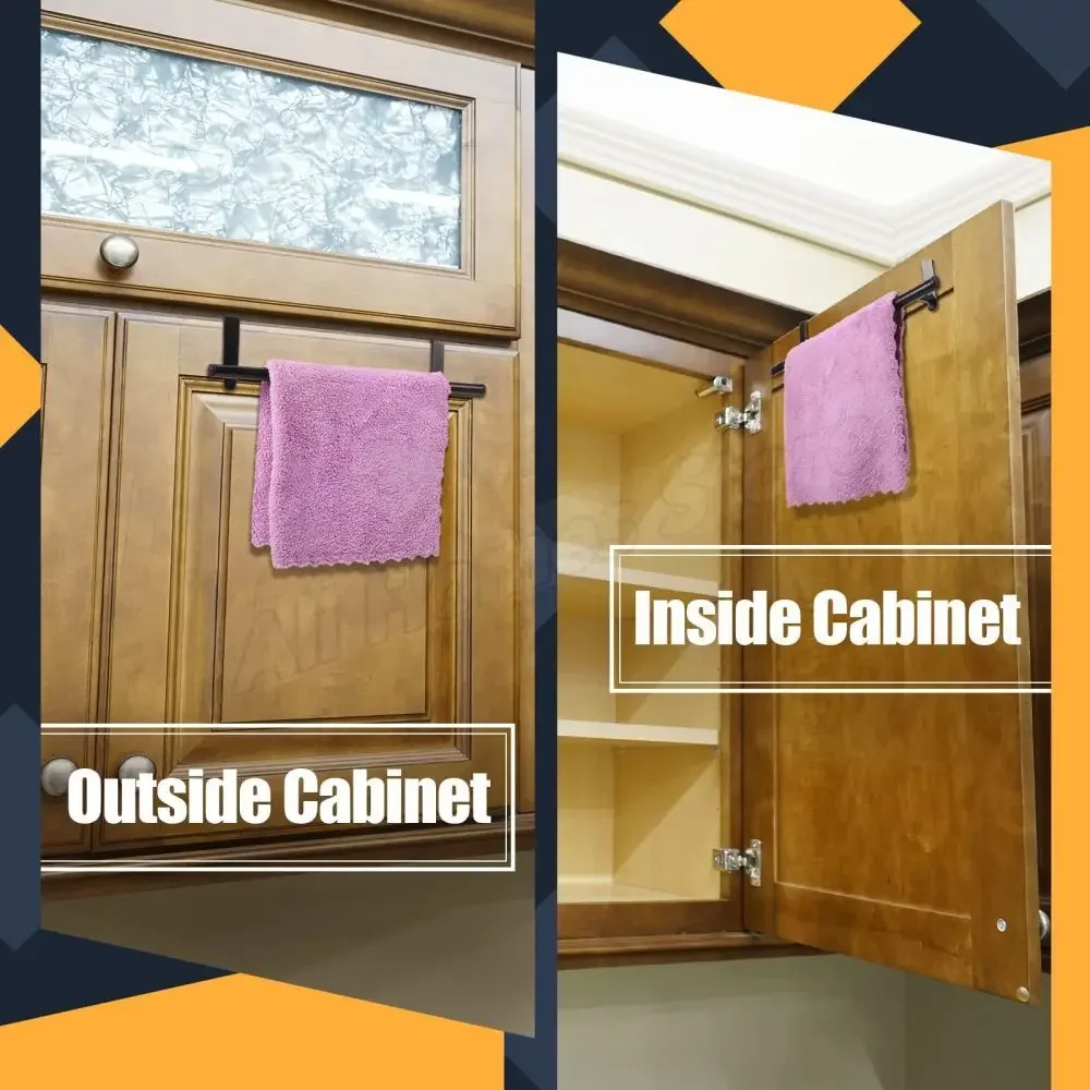 1-2PCS Door Towel Rack Towel Holder Towel Hooks Door Hooks Over Cabinet Dish Towel Kitchen Cabinet Door Hanging Holder Stainless Steel Punch-free Rag Hanger