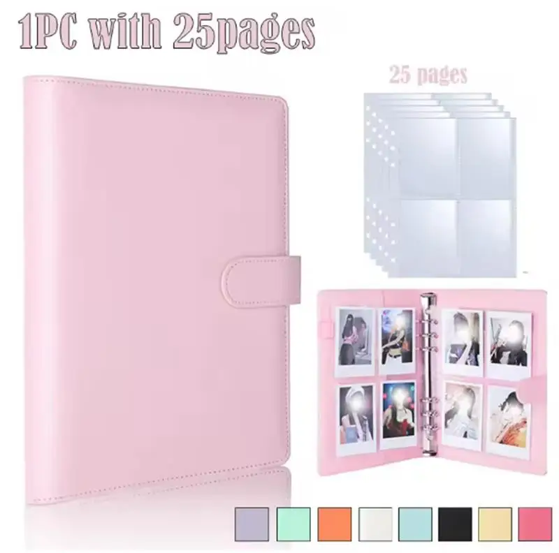A5 Kpop Photocard Binder 25 pages 4-Pocket Card Collector Album 200 Card Slots PU Leather Cover Organizing Cards