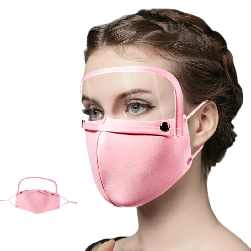 Washable Reusable Mouth Mask with Detachable Eye Shield Breathable Face Protective Cover Dustproof Respirator