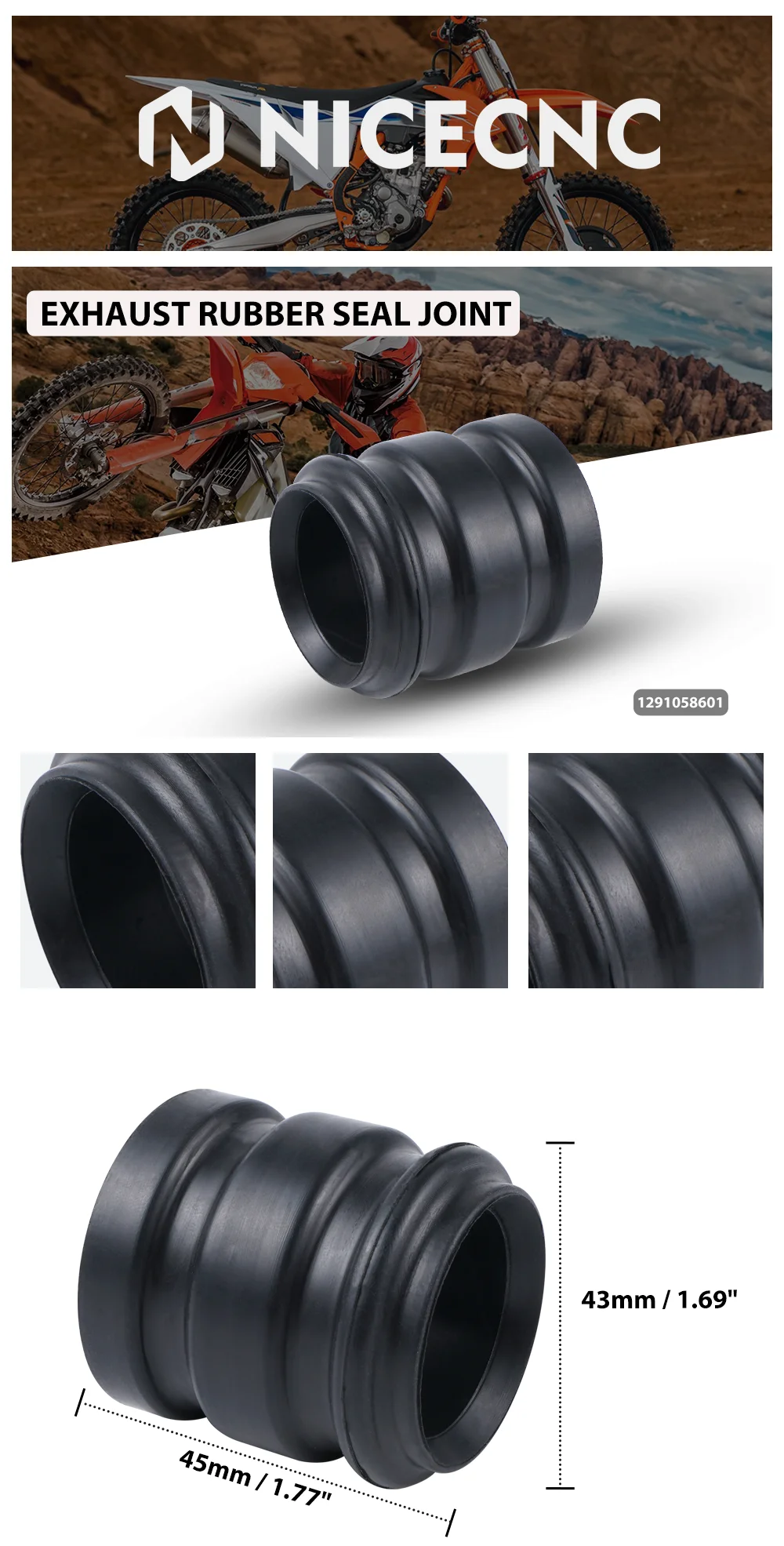 Für KTM EXC 300 250 SX XCW 1998-2016 Motorrad Auspuff Endrohr Gummidichtung für Husqvarna TE300 TE 250 Beta RR 300 RR 250 – Detail 1