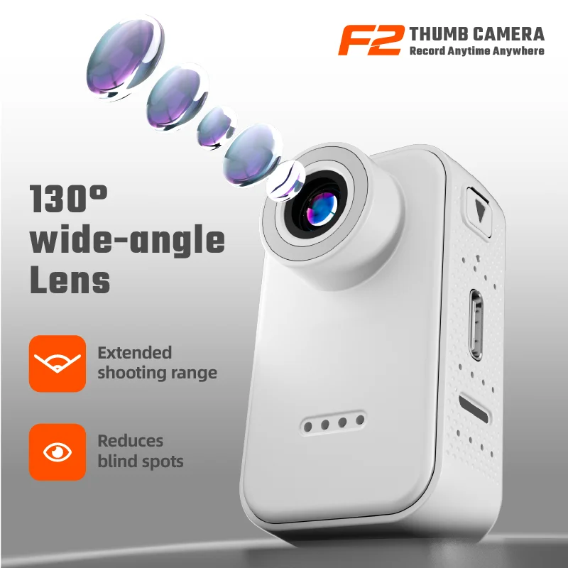 Gros plan sur l'objectif de la mini caméra action HD 1080P, capteur CMOS pour une qualité d'image optimale