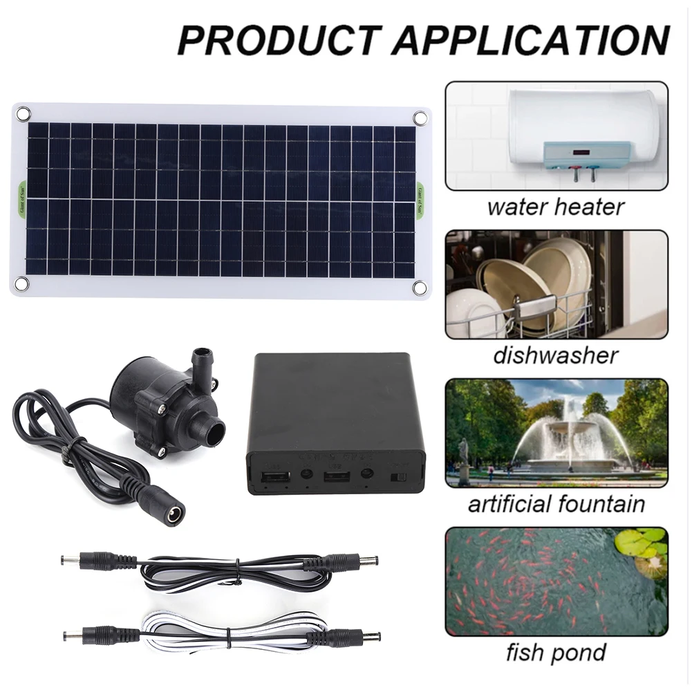 50W 18V Solar Fountain Pump Ultra-quiet Solar Powered Water Pump Set Portable Outdoor Garden Watering System Bird Bath Pond