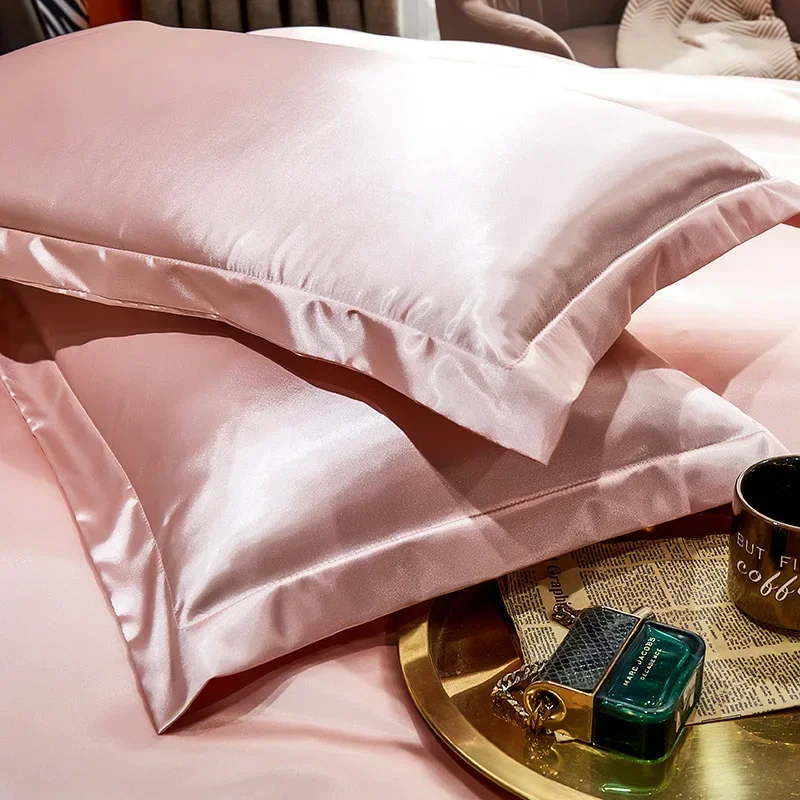 2PCSLuxury Blending Mulberry Silk Pillowcase Satin Soft Silky Two-sided Pillow Case Skin Beauty Skin Friendly Pillow Cover Solid 2