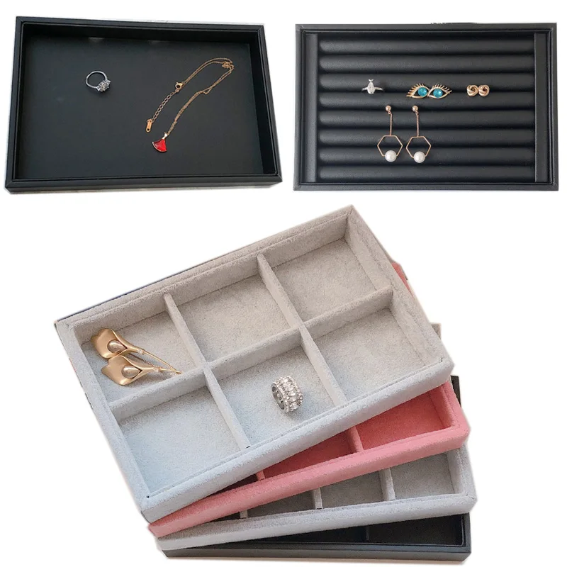 Flat/Ring/6/12 Grids Jewelry Tray Box Earring Rings Storage Jewelry Case Display Convenient Charming Women Rings Trays Makeup rose red small jewellery necklace tray jewelry organizer earrings rings bracelets flat empty plate jewelry display stand