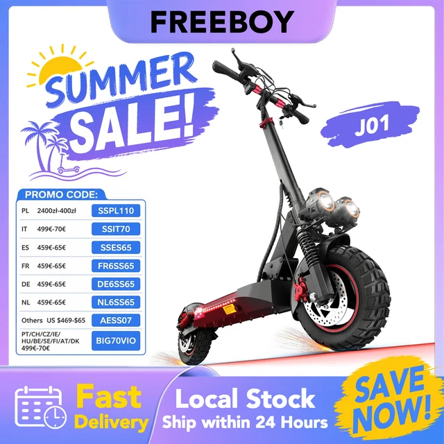 Trottinette électrique FREEBOY J01 avec siège, batterie 800W 48V15AH, trottinette électrique pour adultes, 45KM/H, 35KM, pneus tout-terrain de 10 pouces, trottinette pliable 1