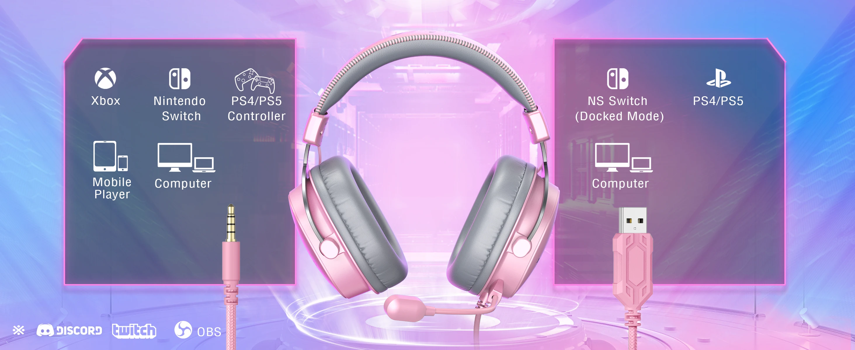 FIFINE USB/3.5mm Gaming Headset with 7.1 Surround Sound/MIC/Line-control,Over-ear Headphone for PC PS4/5 Moblie-Ampligame H9P