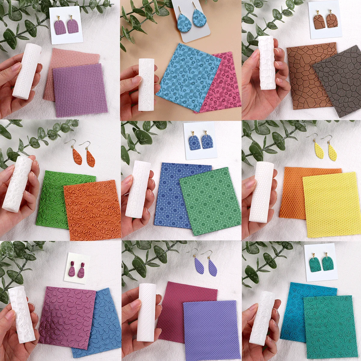 폴리머 클레이 텍스처 롤러, DIY 클레이 귀걸이 및 공예용 엠보싱 도구